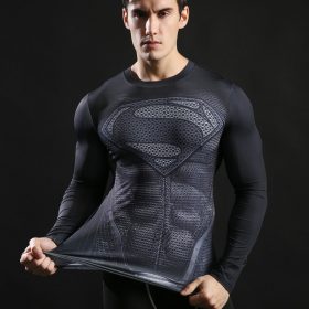New 2017 Brand Clothing Fitness Compression Shirt Men Superman Bodybuilding Long Sleeve 3D T Shirt Crossfit Tops Shirts S-3XL 1