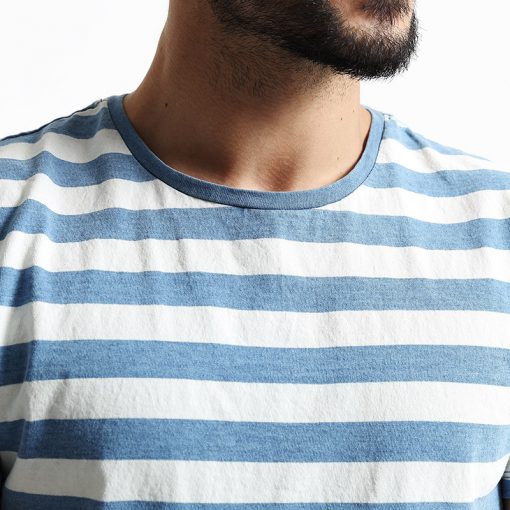 SIMWOOD New Men T shirt Fashion O-neck Short-sleeved Slim Fit Blue Striped T-SHIRT Man Top Tee Plus Size Free Shipping TD1034 3