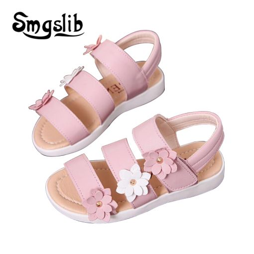 Girls shoes sandals kids leather shoes children floral calceus big flower baby Girls Flat pricness beach Shoes kids Casual shoes 1