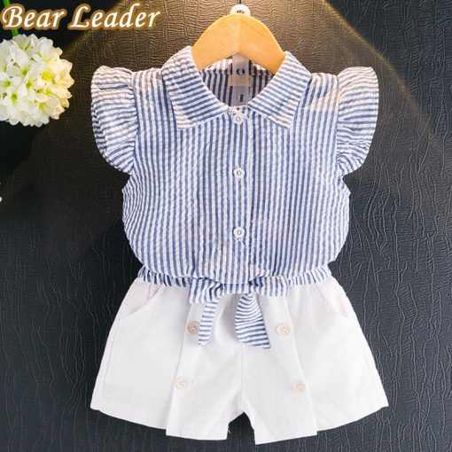 Bear Leader 2018 New Summer Casual Children Sets Flowers Blue T-shirt+  Pants Girls Clothing Sets Kids Summer Suit For 3-7 Years 2