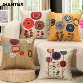 GIANTEX Plant Pattern Linen Cushion Cover Decorative Pillowcase Home Decor Sofa Throw Pillow Cover 45x45cm U1335