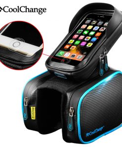 CoolChange Bicycle Frame Front Head Top Tube Waterproof Bike Bag&Double IPouch Cycling For 6.0 in Cell Phone Bike Accessories