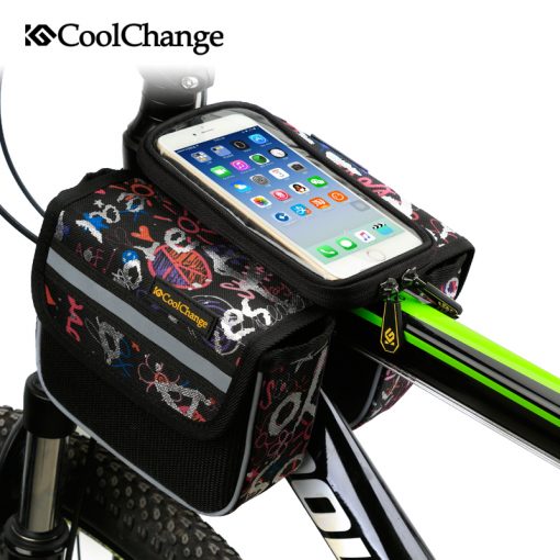 CoolChange High Quality Cycling Bike Front Frame Bag Tube Pannier Double Pouch for Cellphone Bicycle Accessories Riding Bag