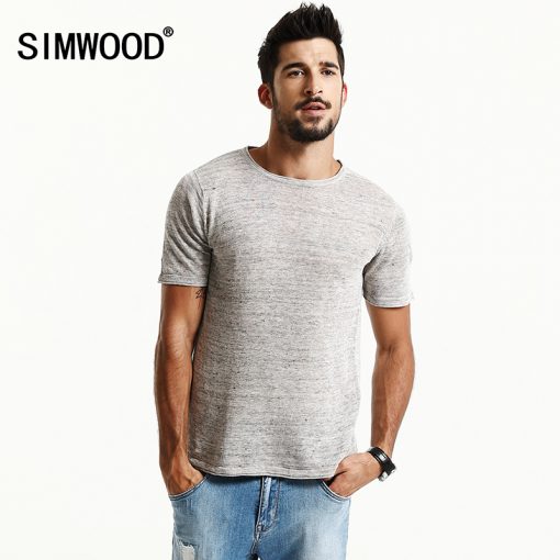 SIMWOOD Brand New Summer Short Sleeve T shirts Men 2018 100% Pure Linen  Fashion Tees Plus Size  O neck  Clothing  TD1171