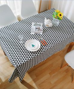 GIANTEX Triangle Pattern Decorative Table Cloth Cotton Linen Tablecloth Dining Table Cover For Kitchen Home Decor U1002 1