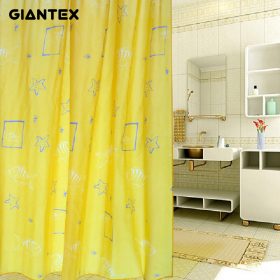 GIANTEX High Quality Polyester Yellow Shell Pattern Bathroom Waterproof Shower Curtains With 12 Hooks U0972