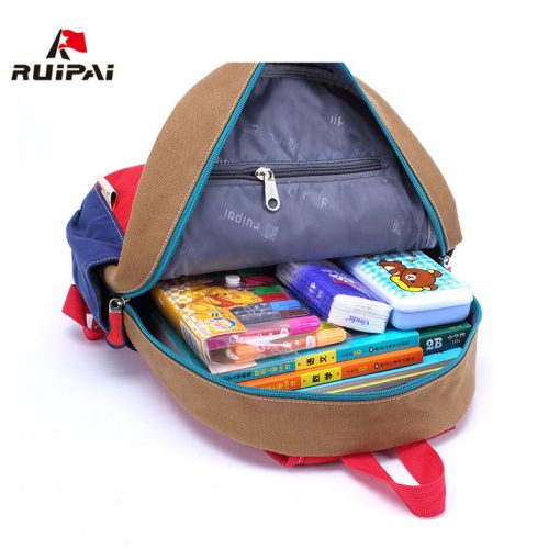 RUIPAI Children Backpacks Kids Kindergarten School Bags Canvas Fashion School Bags for Girls Boys Patchwork Schoolbags Backpacks 4