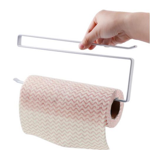 KHGDNOR Iron Roll Paper Rack Kitchen Cupboard Hanging Paper Towel Holder Rack Tissue Cling Film Storage Rack 2