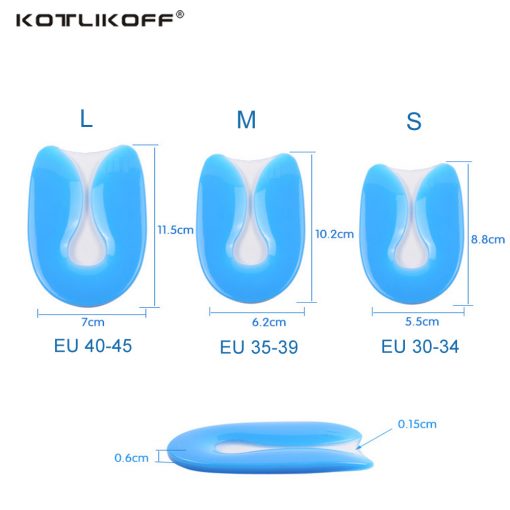 KOTLIKOFF Silicone Gel U-Shape Plantar Fasciitis Heel Protector Heel Spur Cushion Pad Shoe Inserts Insole for Men Women 3