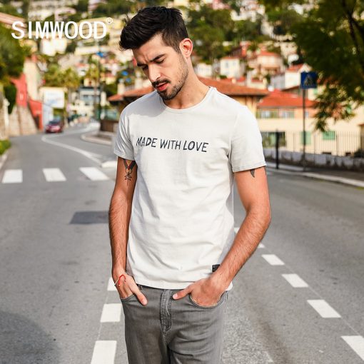 SIMWOOD 2018 Summer T Shirt Men Brand Tees Fashion Slim Fit Casual Tops O-neck Letter Print 100% Cotton T-shirts TD017117 1
