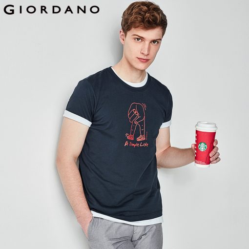 Giordano Men Graphic Tee Summer Funny Printed Tshirt Man 100% Cotton T Shirt For Men Slim Fit Short Sleeve Tops Male