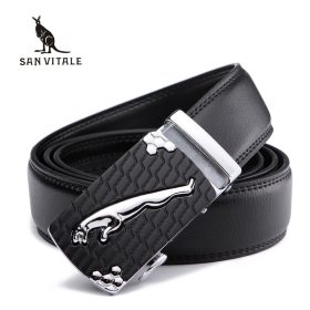 SAN VITALE Men Belts Genuine Leather Luxury Designer Strap Male Belt for Man Automatic Buckle Jeans Cintos Masculinos Ceinture