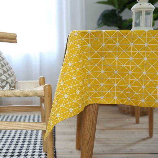 GIANTEX Yellow Chessboard Decorative Table Cloth Cotton Linen Tablecloth Dining Table Cover For Kitchen Home Decor U1100 4