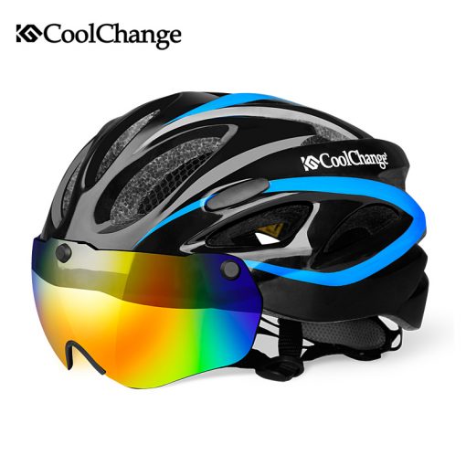CoolChange Bicycle Helmet EPS Insect Net Road MTB Bike Windproof Lenses Integrally-molded Helmet Cycling Casco Ciclismo