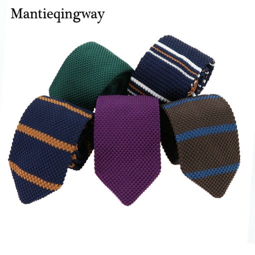 Mantieqingway Men's Suits Knit Tie Plain Necktie For Wedding Party Tuxedo Striped Woven Skinny Gravatas Cravats Accessories