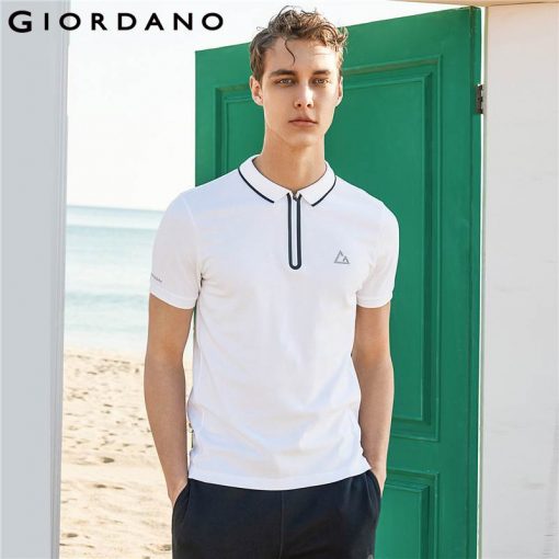 Giordano Men Fast Dry Polo Pique Men Polo Shirt Zip Placket Tops For Men Summer Short Sleeve Camisa Polo Masculina