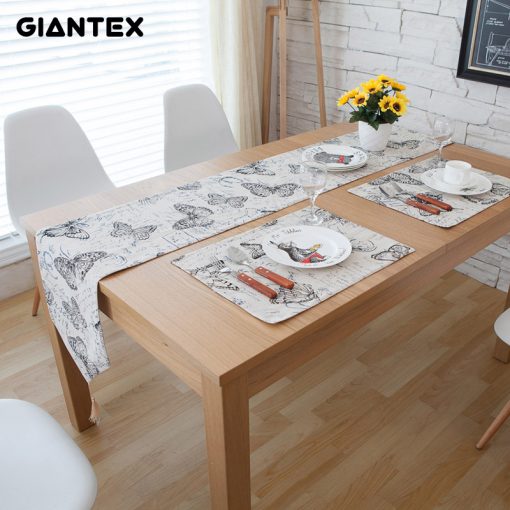 GIANTEX Pastoral Style Butterfly Design Cotton Linen Table Runner Home Decor U1126