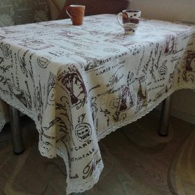 GIANTEX Tower Print Decorative Table Cloth Cotton Linen Lace Tablecloth Dining Table Cover For Kitchen Home Decor U0996 2