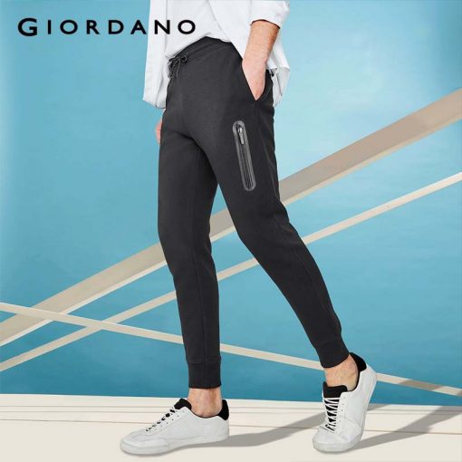 Giordano Men Interlock Jogger Pants Zip Pocket Sweatpants Men Elastic Waistband Casual Pants Pantalon Hombre