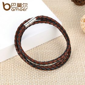 BAMOER Cheap Wholesale Fashion Men Leather Bracelet 100% Brand New Trendy Bracelets with Magnet Clasp PI0063-5 1