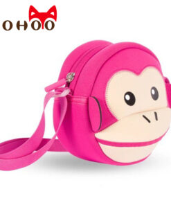 NOHOO Waterproof Kid Bags Fashion Cartoon Kids Messenger Bags 3D Monkey Handbags Children Girls Shoulder Bags Crossbody Bags