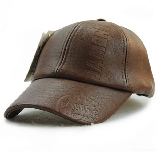 Xthree New fashion high quality fall winter men leather hat Cap casual moto snapback hat men's baseball cap wholesale 3