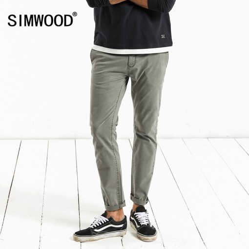 SIMWOOD 2018 Spring New Casual Pants Men Slim Fit Vintage High Quality Trousers Male Plus Size Brand Clothing 180059