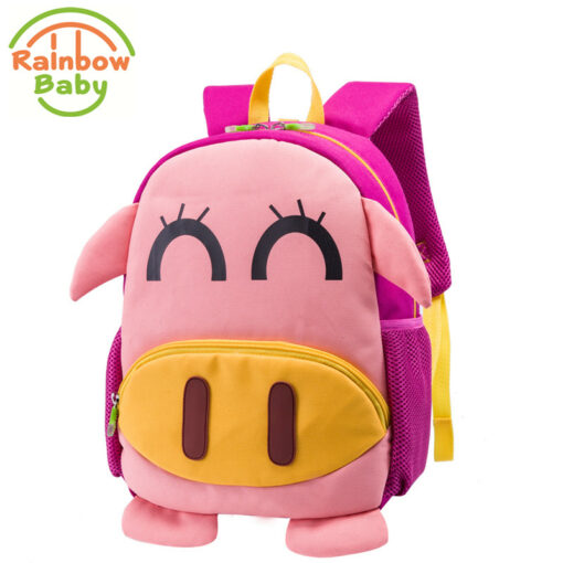 Rainbow Baby Lovely Pig Child's School Bag Ultra-Light Waterproof Boys Girls Backpack Wearable Anti-lost Rope Kids Babys Bags