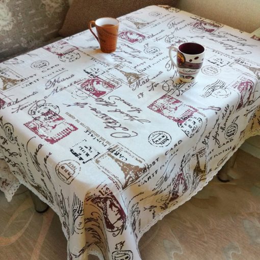 GIANTEX Tower Print Decorative Table Cloth Cotton Linen Lace Tablecloth Dining Table Cover For Kitchen Home Decor U0996 5