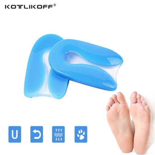 KOTLIKOFF Silicone Gel U-Shape Plantar Fasciitis Heel Protector Heel Spur Cushion Pad Shoe Inserts Insole for Men Women