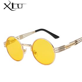 Luxury Metal Sunglasses Men Round Sunglass Steampunk Coating Glasses Vintage Retro Lentes Oculos of Male Sun 5