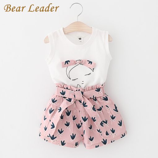 Bear Leader 2018 New Summer Casual Children Sets Flowers Blue T-shirt+  Pants Girls Clothing Sets Kids Summer Suit For 3-7 Years 4