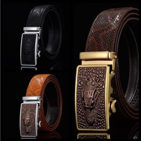 Men Belts Snake Skin Lines Luxury Famous Brand Designer High Quality Genuine Leather Straps Automatic Buckle Belt Ceinture Homme 1