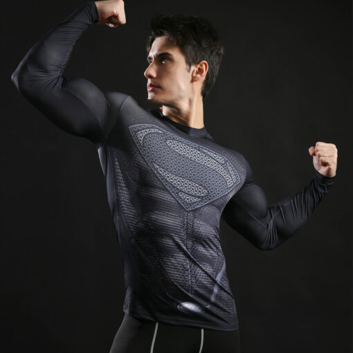 New 2017 Brand Clothing Fitness Compression Shirt Men Superman Bodybuilding Long Sleeve 3D T Shirt Crossfit Tops Shirts S-3XL