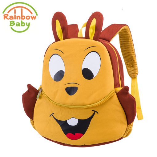 Rainbow Baby Cartoon Squirrel Child's School Bags Wearable Breathable Ultra-Light Kids Baby Snack toys Bag Boys Girls Backpack  4