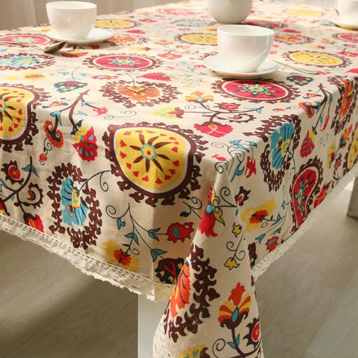GIANTEX Bohemian National Wind Decorative Table Cloth Cotton Linen Lace Tablecloth Dining Table Cover Kitchen Home Decor U0997 1
