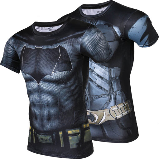 New Fashion Men Batman Tights Quick Dry Summer t shirt High Quality Fitness Clothing Breathable Sweat shirt Men Crossfit