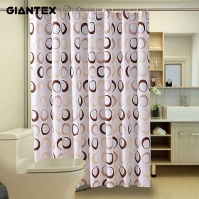 GIANTEX Circle Pattern Polyester Bathroom Waterproof Shower Curtains With Plastic Hooks U1089