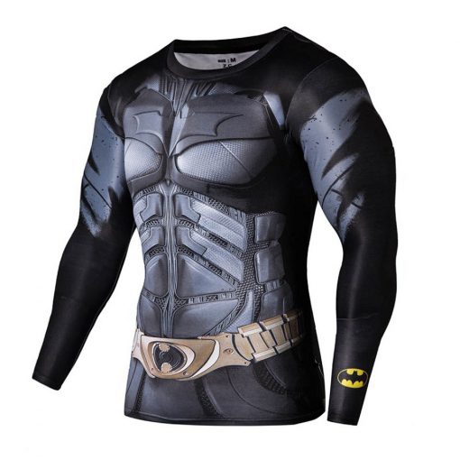 Men Compression Shirt Batman VS Superman 3D Printed T-Shirts Long Sleeve Tights Crossfit Quick Dry Costume 4