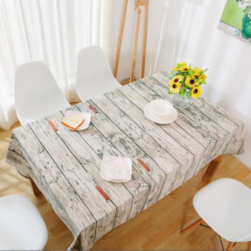 GIANTEX Wood Grain Pattern Decorative Table Cloth Cotton Linen Tablecloth Dining Table Cover For Kitchen Home Decor U1098 2