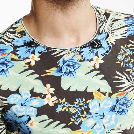 SIMWOOD 2018 Summer New Hawaiian  T shirts Men Short Sleeve Print  O neck Slim Fit 100% Pure Cotton Tees Plus Size  TD1181 1