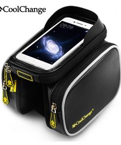 CoolChange Bicycle Frame Front Head Top Tube Waterproof Bike Bag&Double IPouch Cycling For 6.0 in Cell Phone Bike Accessories 1