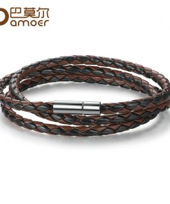 BAMOER Cheap Wholesale Fashion Men Leather Bracelet 100% Brand New Trendy Bracelets with Magnet Clasp PI0063-5