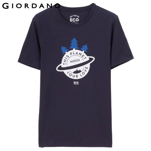 Giordano Men T Shirt Men ECO Printed Crewneck Tee Men T Shirt Environmental Protection Tshirt Men Cotton Soft T-shirt Summer 1