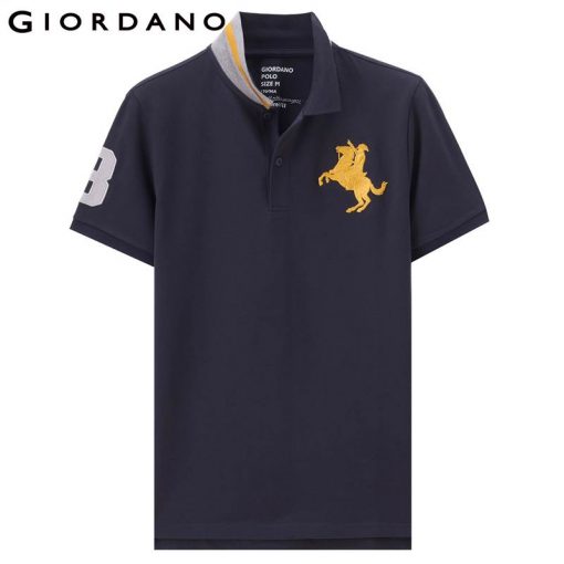 Giordano Men Pique Polo Napoleon Embroidery Polo Shirt Men Brand Man's Clothing Lycra Tshirt For Men 1