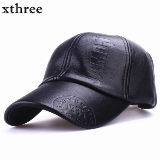 Xthree New fashion high quality fall winter men leather hat Cap casual moto snapback hat men's baseball cap wholesale