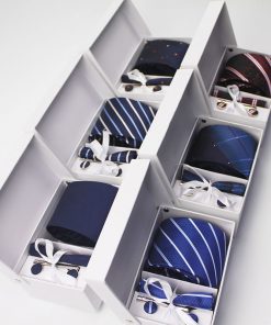 8cm Mens Ties New Man Fashion Dot Neckties Corbatas Gravata Jacquard Tie, Handkerchief, Cufflinks, Clip Set Tie For Men Gift Box