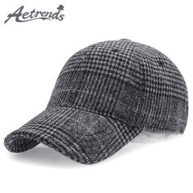 [AETRENDS] 2018 New Winter Plaid Woolen Baseball Cap Men Women Cotton Snapbacks Baseball Hats Z-6246