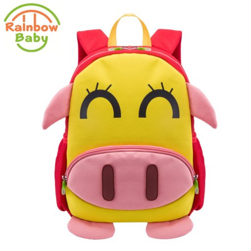 Rainbow Baby Lovely Pig Child's School Bag Ultra-Light Waterproof Boys Girls Backpack Wearable Anti-lost Rope Kids Babys Bags 3