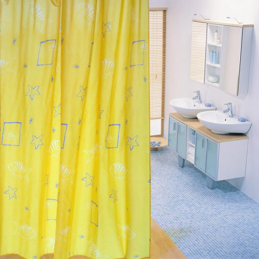 GIANTEX High Quality Polyester Yellow Shell Pattern Bathroom Waterproof Shower Curtains With 12 Hooks U0972 2